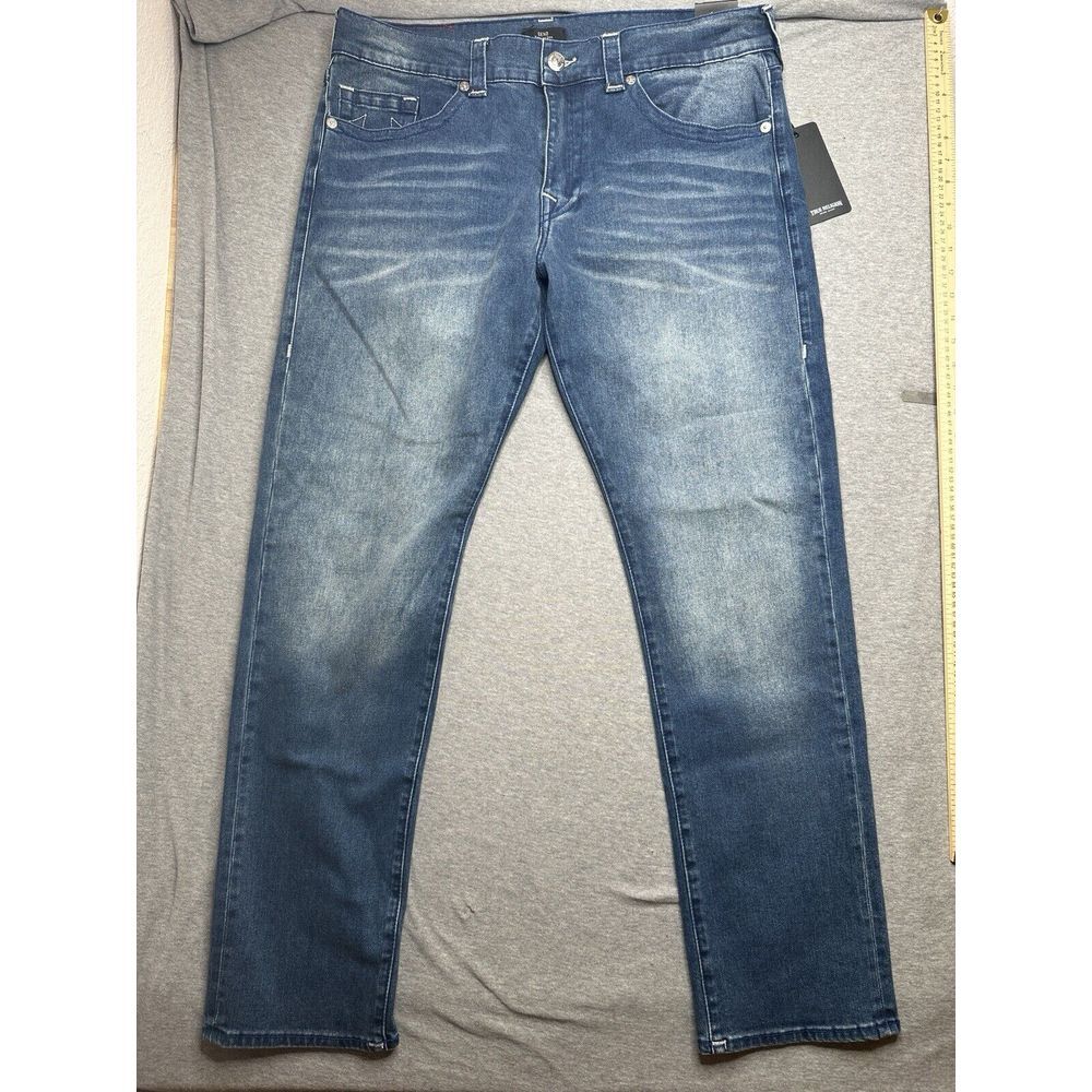True Religion Mens size 36x32 Geno SN‎ Flap Slim Relaxed jeans Blue Denim Pants
